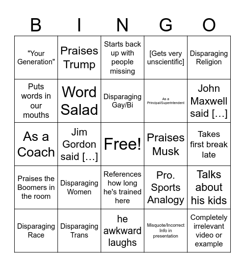 Jim Green-go Bingo Card