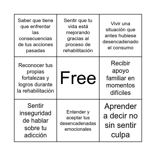 Bingo de emociones Bingo Card