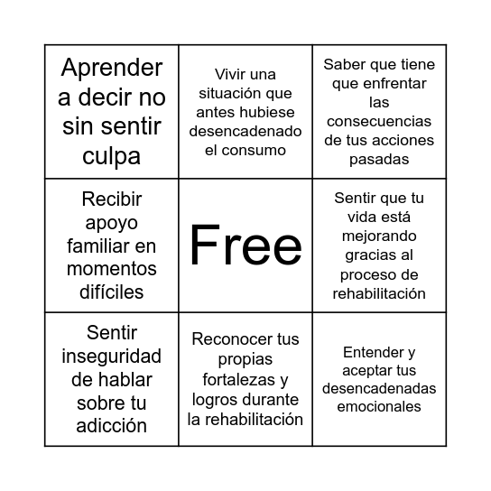 Bingo de emociones Bingo Card