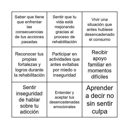 Bingo de emociones Bingo Card