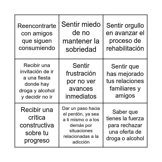 Bingo de emociones Bingo Card