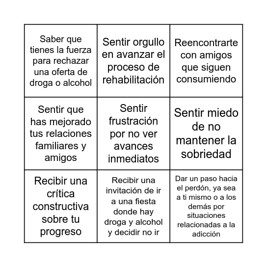 Bingo de emociones Bingo Card