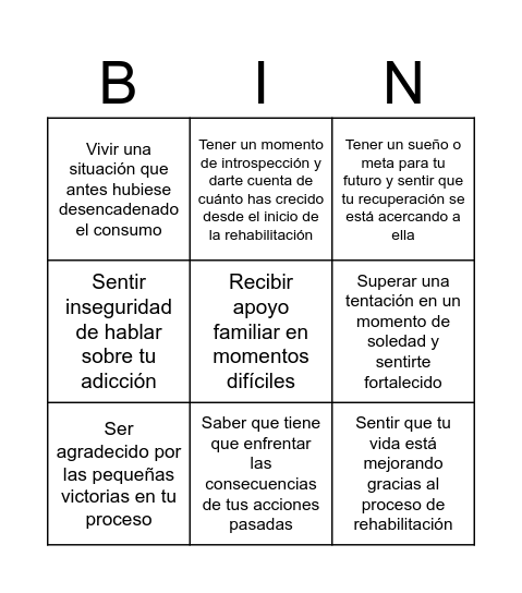 Bingo de emociones Bingo Card