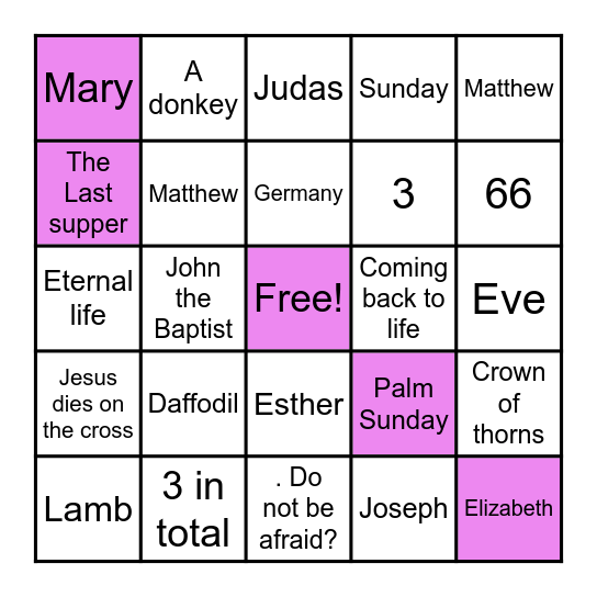 Easter Bingo Card
