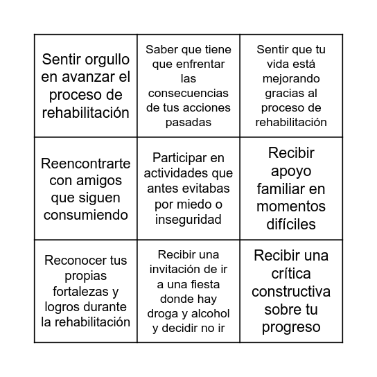 Bingo de emociones Bingo Card