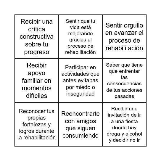 Bingo de emociones Bingo Card