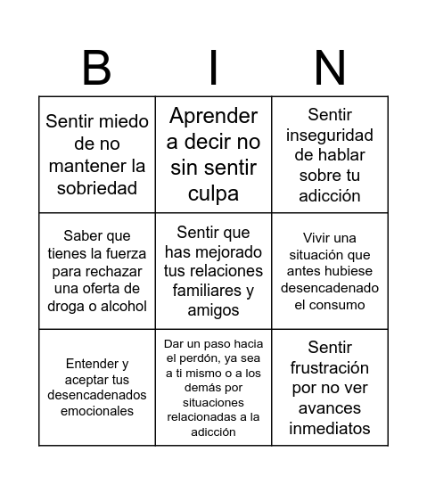 Bingo de emociones Bingo Card