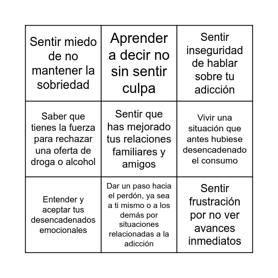 Bingo de emociones Bingo Card