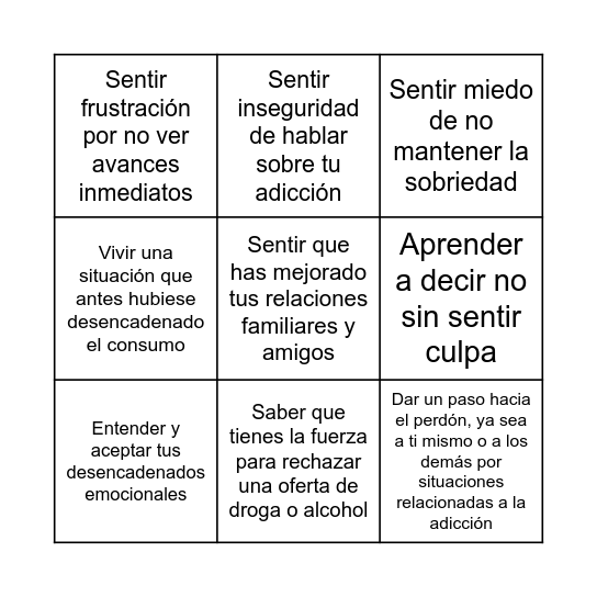 Bingo de emociones Bingo Card