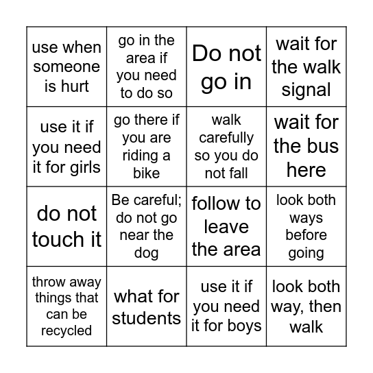What to Do Bingo Card