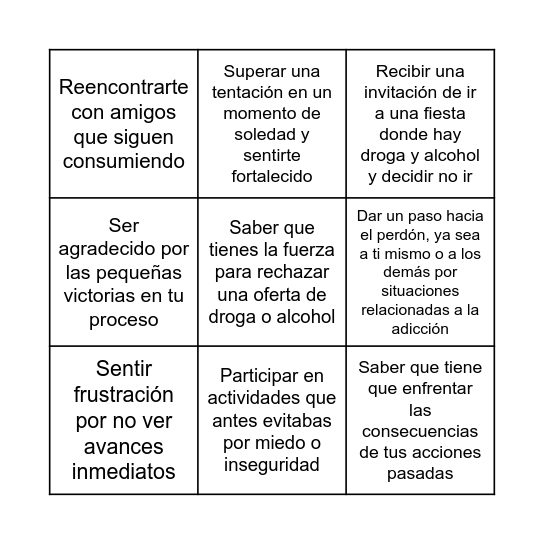 Bingo de emociones Bingo Card