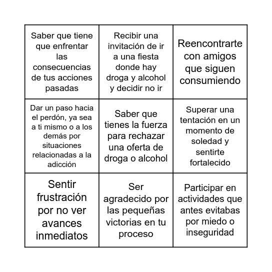 Bingo de emociones Bingo Card