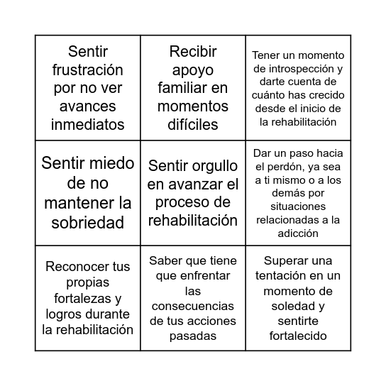 Bingo de emociones Bingo Card