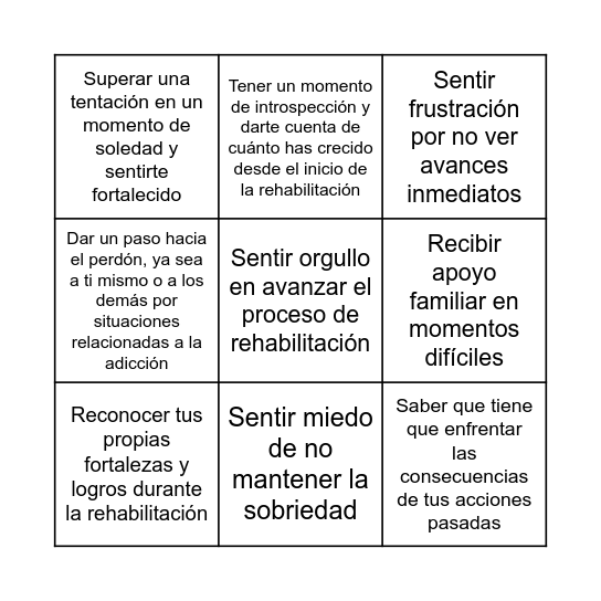 Bingo de emociones Bingo Card