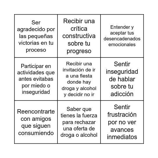 Bingo de emociones Bingo Card