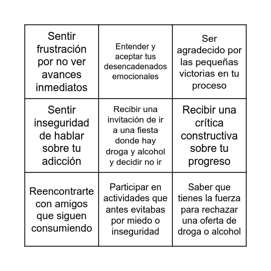Bingo de emociones Bingo Card
