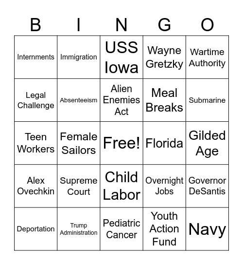 CNN 10 4/9/25 Bingo Card