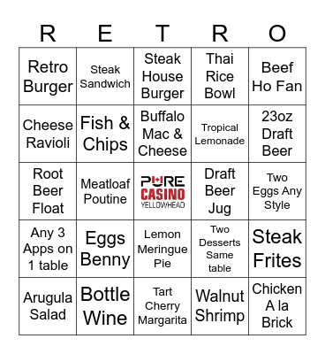 Casino Yellowhead Bingo Card