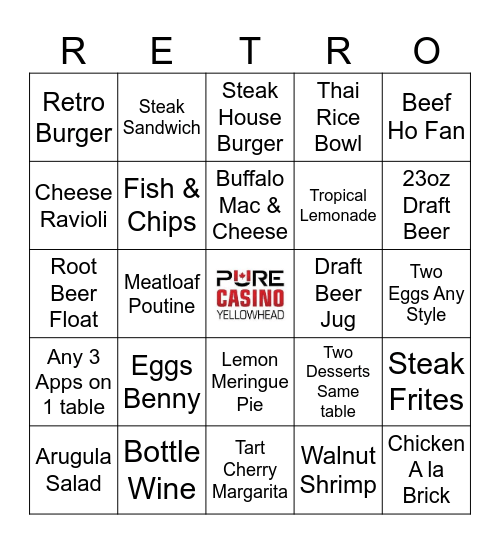 Casino Yellowhead Bingo Card