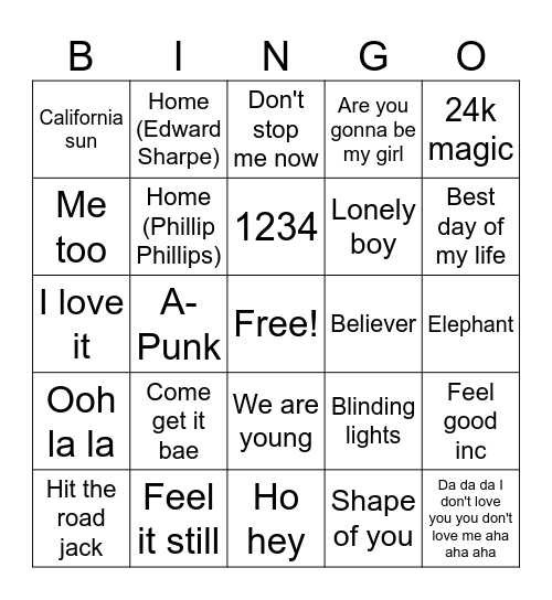 Game 2- 1/21/26 Bingo Card