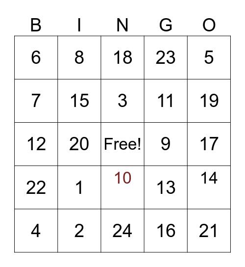 Clingstones TEST Bingo Card