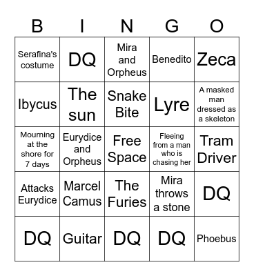 Black Orpheus Bingo Card