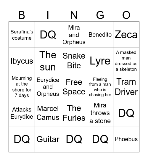 Black Orpheus Bingo Card