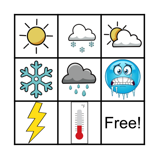 What's the weather like? Bingo Card