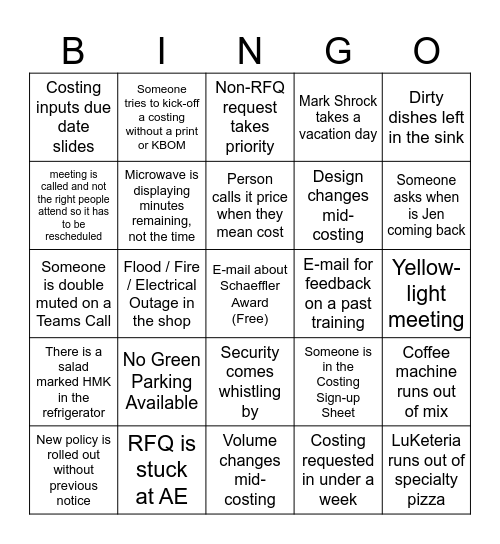 IE Bingo Card