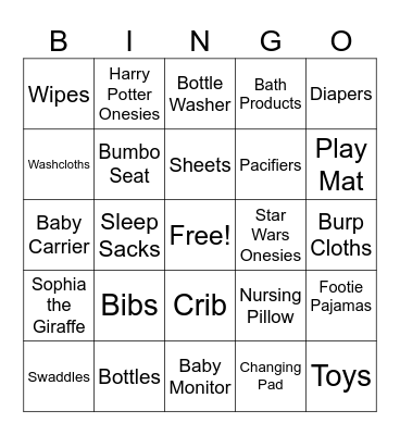 Baby Bingo Card
