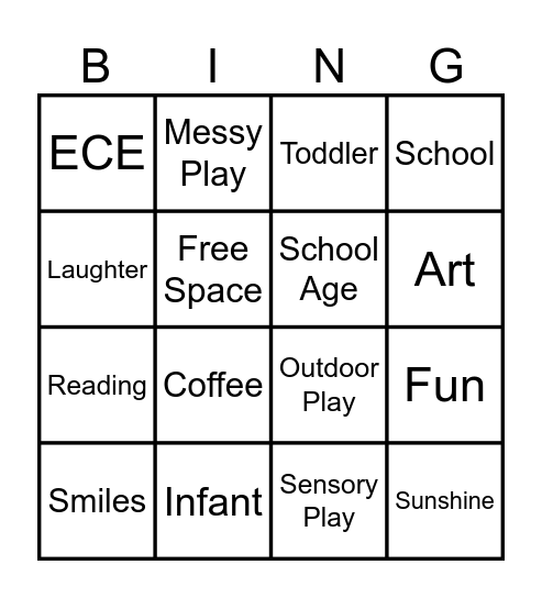 ECE Bingo Card