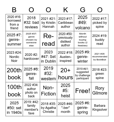 Bookgo Bingo Card
