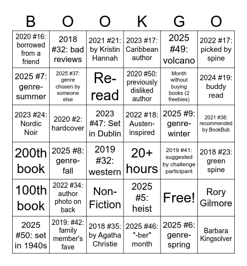 Bookgo Bingo Card