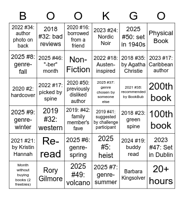 Bookgo Bingo Card