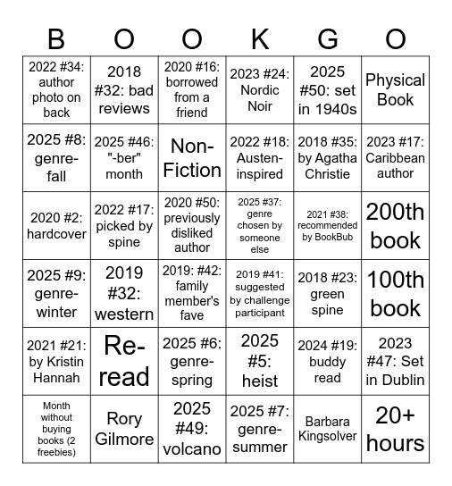 Bookgo Bingo Card