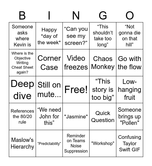 TWMS PI2 2025 Planning Bingo Card