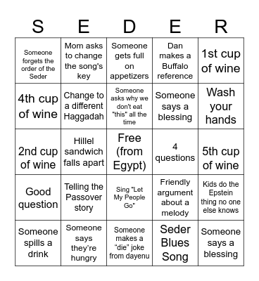 Passover Bingo Card