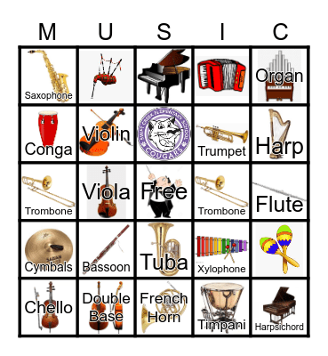 Musical Instruments 2025 Bingo Card