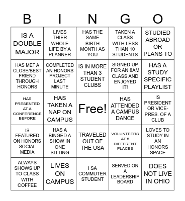 MEHA25 Bingo Card