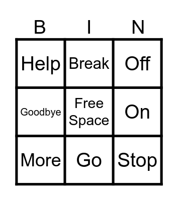 Core Word Bingo Card