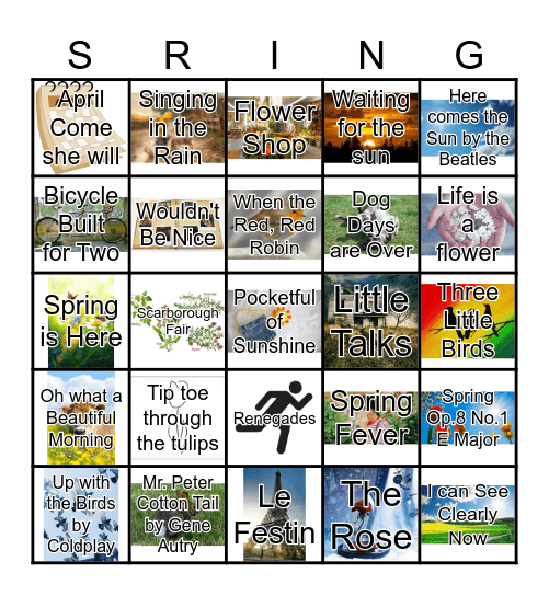 Spring Songs 2025 Bingo Card