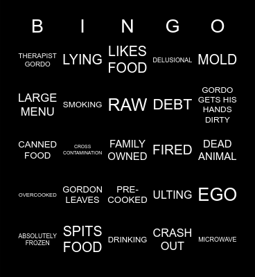 KITCHEN NIGHTMARES Bingo Card