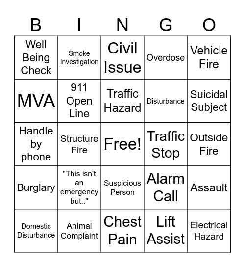 Dispatch Bingo Card