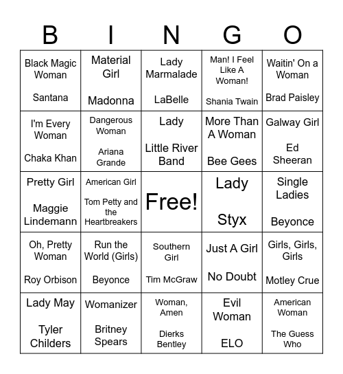 Bingo Is For Girls Bingo Card