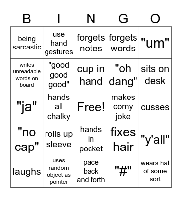 Dr. Stoll Bingo Card