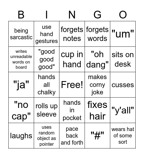 Dr. Stoll Bingo Card