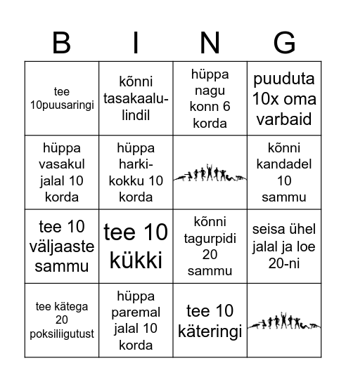 Liikumisõpetus Bingo Card