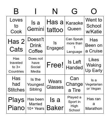 Bridal Bingo! Bingo Card