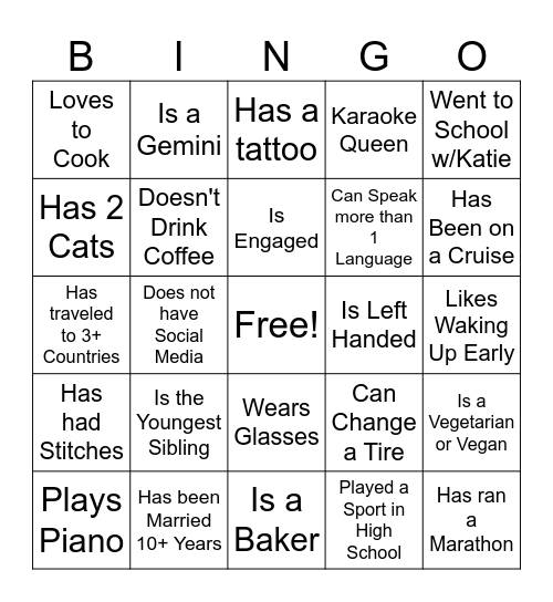 Bridal Bingo! Bingo Card