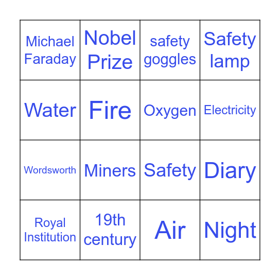 Humphry Davy Bingo Card
